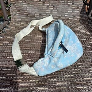 Wild Fable Light Blue & White Floral Toile Print Canvas Belt Bag Fanny Pack
